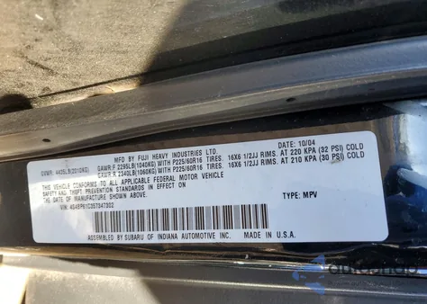 2005 Subaru Legacy Outback 2.5I z USA, uszkodzony, nr VIN 4S4BP61C357347302